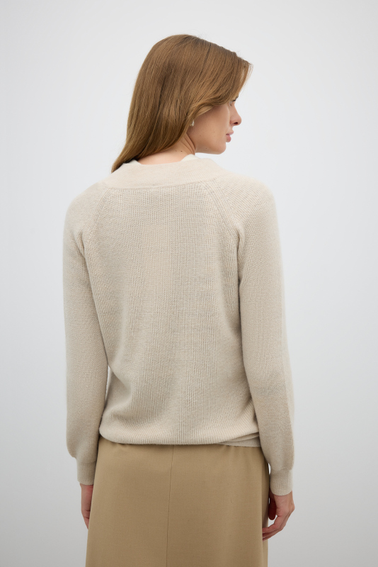 Fermuarlı Triko Hırka Bej - Roman (1)