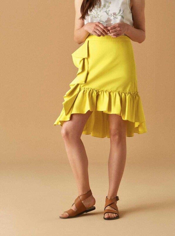 Fırfır Detaylı Etek Sarı - 4
