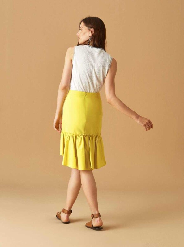 Fırfır Detaylı Etek Sarı - 2