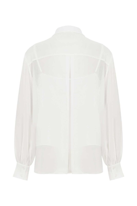  Fırfırlı Kadın Gömlek Kemik - 5