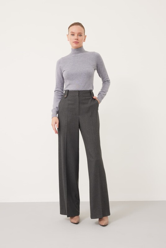 Flanel Geniş Paça Pantolon Standart Renk - 1