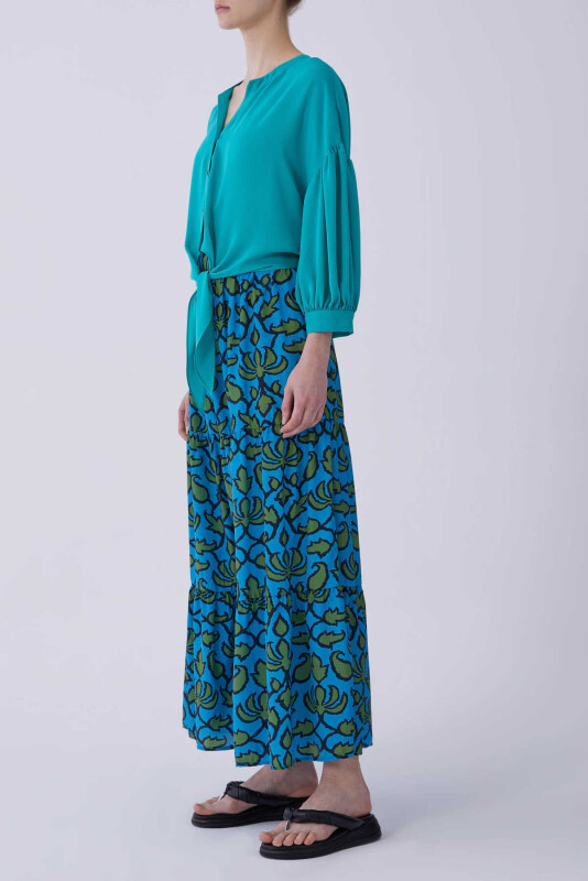 Floral Desen Uzun Etek Standart Renk - 3