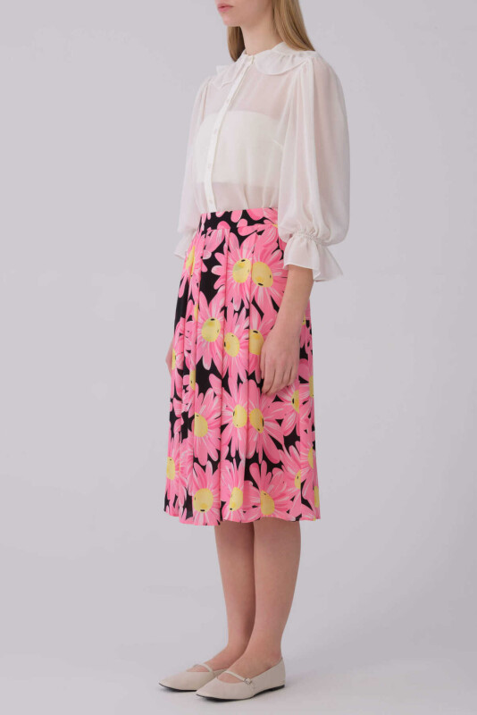 Floral Desenli Midi Etek Standart Renk - 3