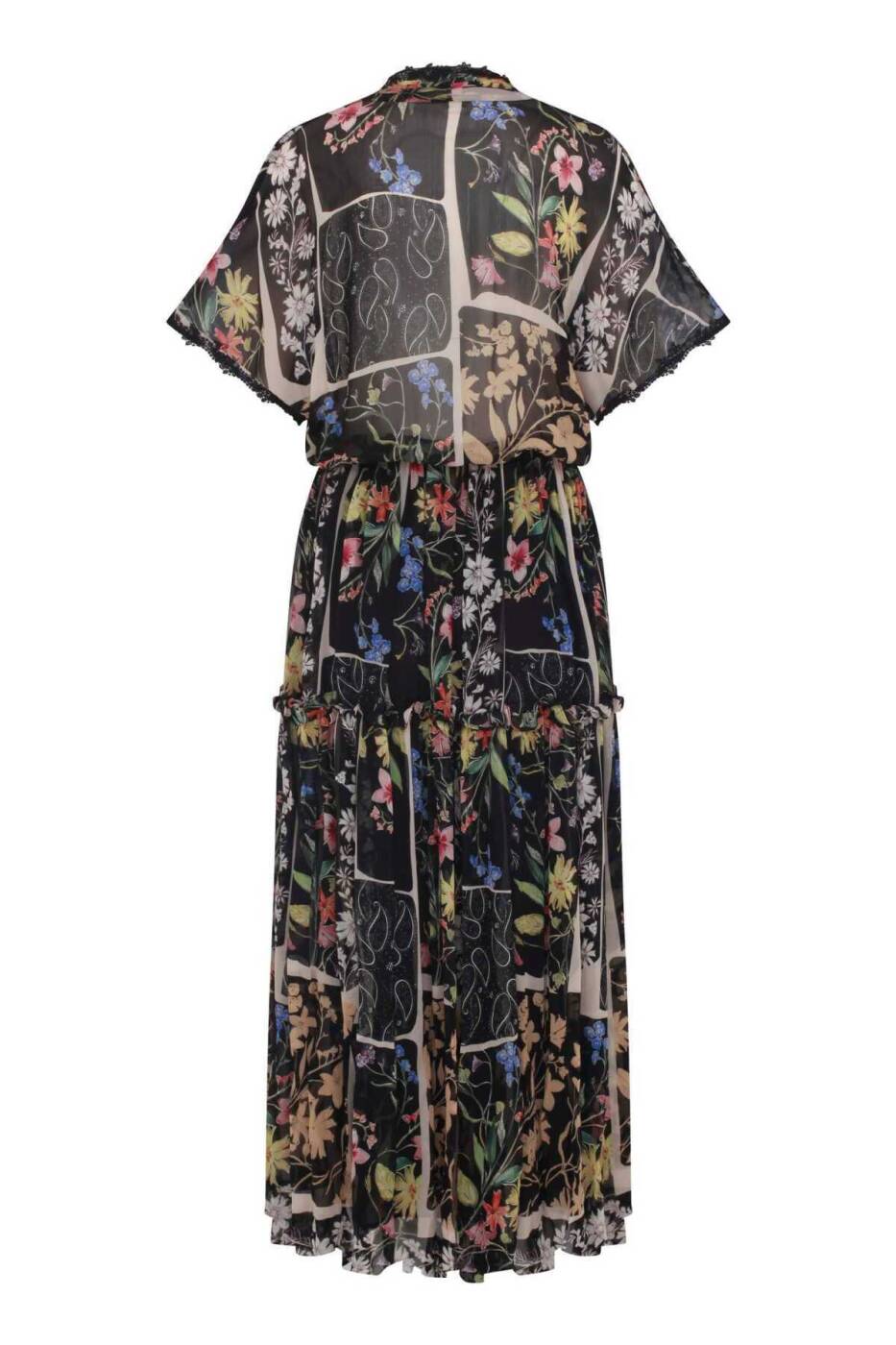 Floral Desenli V Yaka Şifon Elbise Standart Renk - 5