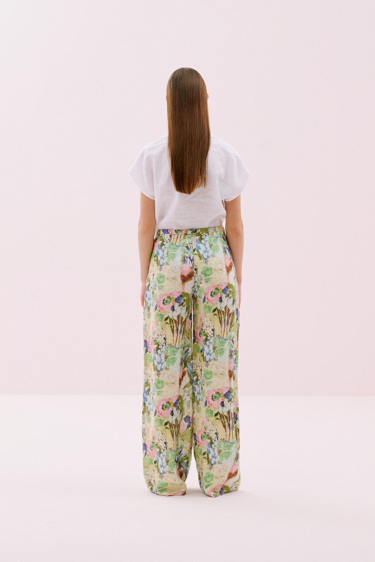 Geniş Düz Paça Keten Pantolon Standart Renk - 2