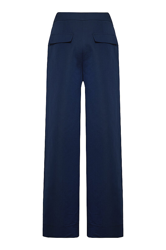 Geniş Düz Paça Pantolon K.Lacivert - 5