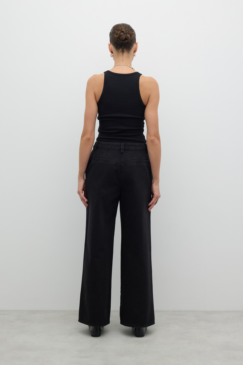 Geniş Paça Denim Pantolon Siyah - 2