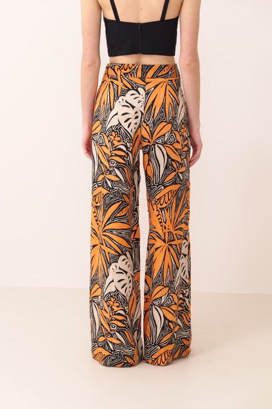 Geniş Paça Desenli Keten Pantolon Standart Renk - Roman (1)