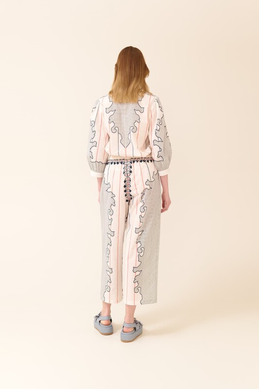 Geniş Paça Desenli Pantolon Standart Renk - Roman (1)