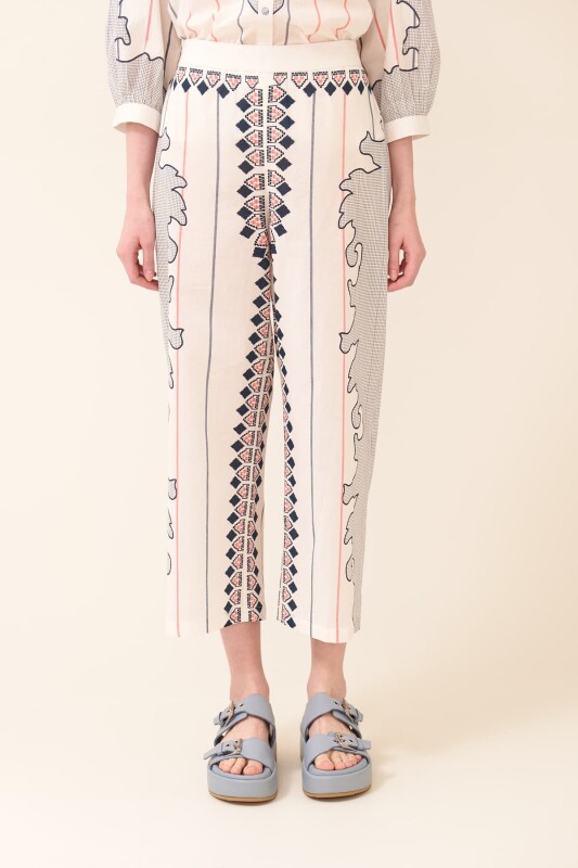 Geniş Paça Desenli Pantolon Standart Renk - 4