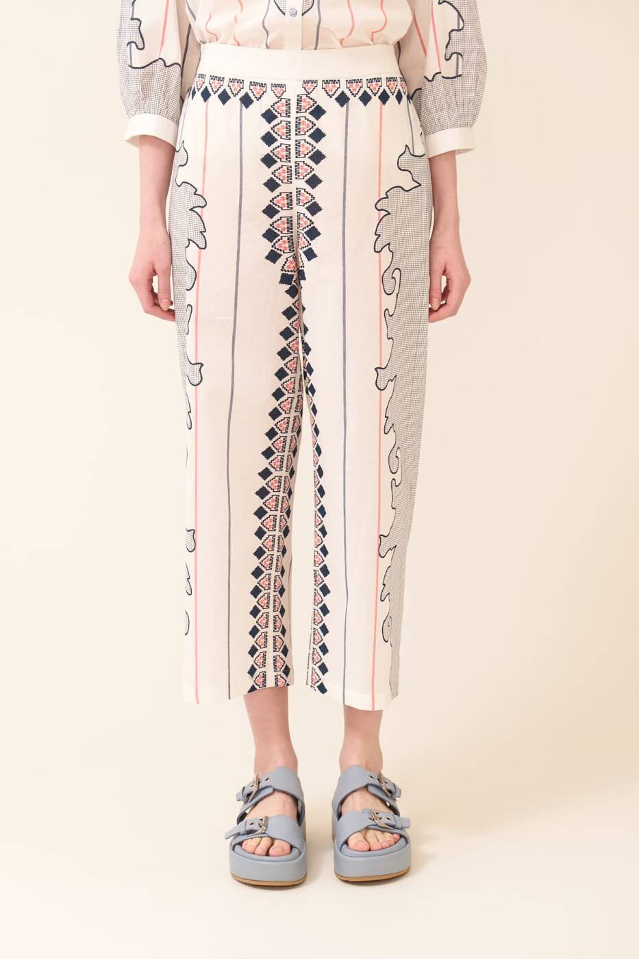Geniş Paça Desenli Pantolon Standart Renk - 4