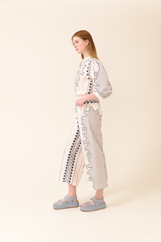 Geniş Paça Desenli Pantolon Standart Renk - 3