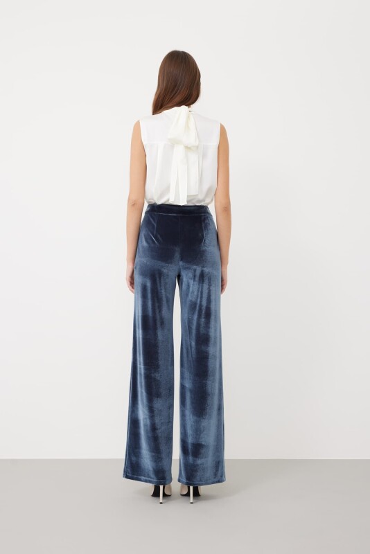 Geniş Paça Kadife Pantolon Gri - 3