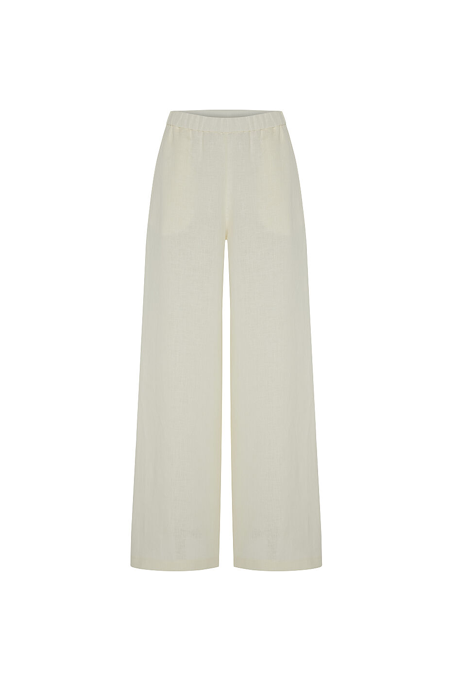 Geniş Paça Keten Pantolon Ekru - 5
