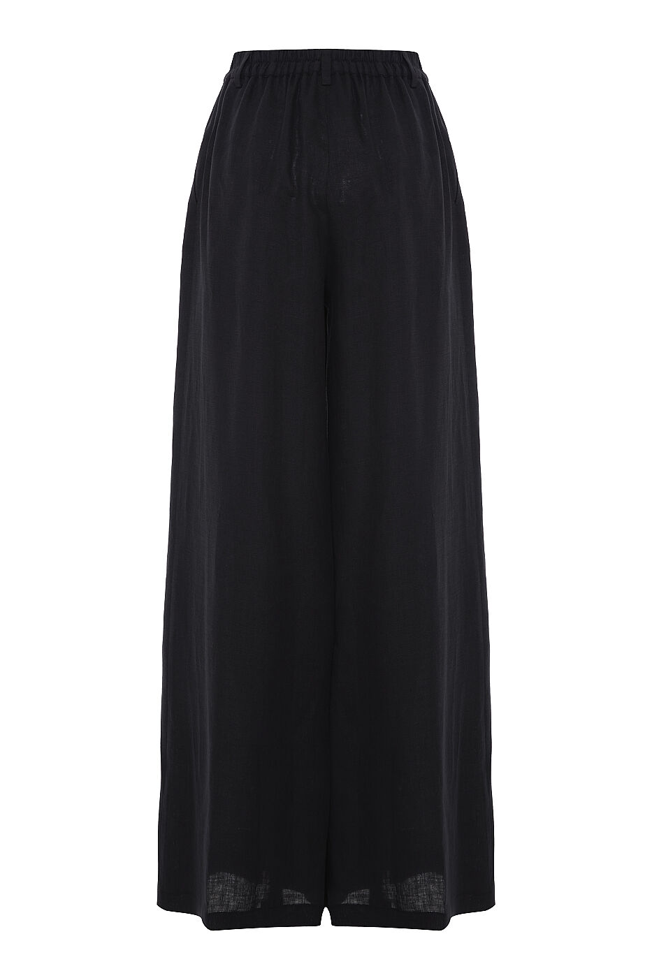 Geniş Paça Keten Pantolon Siyah - 4