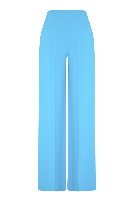 Geniş Paça Krep Pantolon Mavi - 5