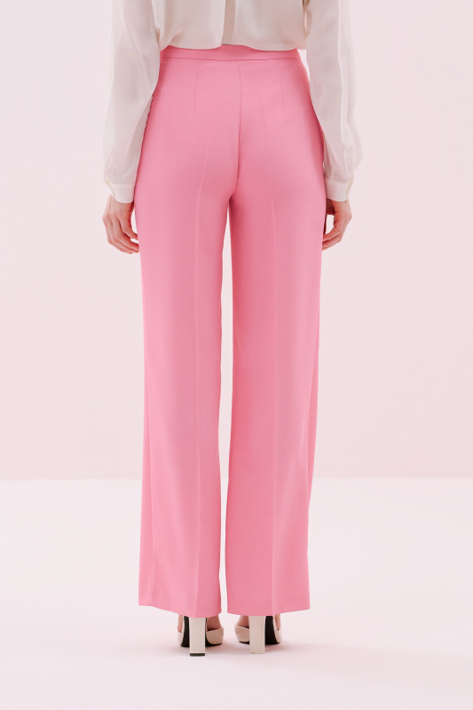 Geniş Paça Krep Pantolon Pembe - 2