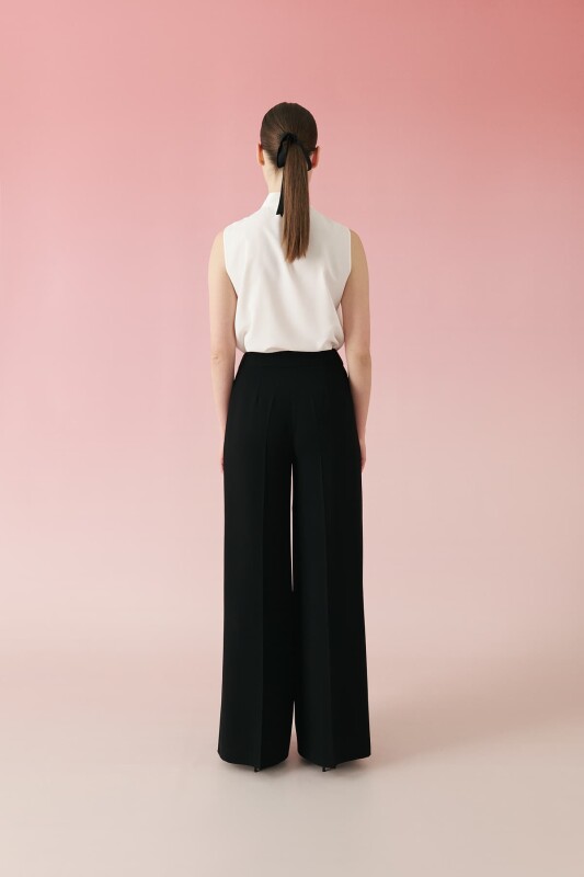 Geniş Paça Krep Pantolon Siyah - 2