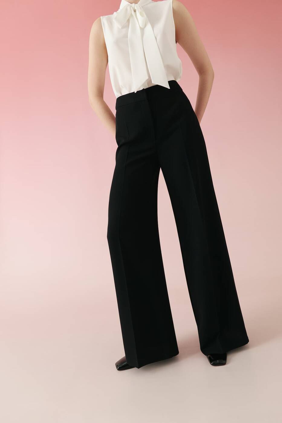 Geniş Paça Krep Pantolon Siyah - 3