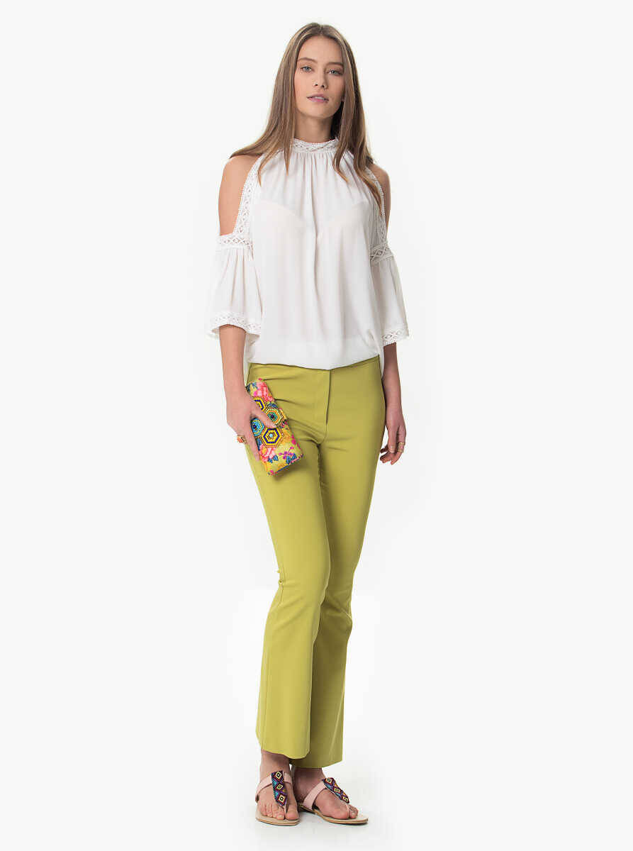 Geniş Paça Pantolon Fıstık Yeşili - 1