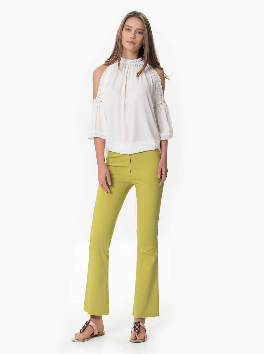 Geniş Paça Pantolon Fıstık Yeşili - 3