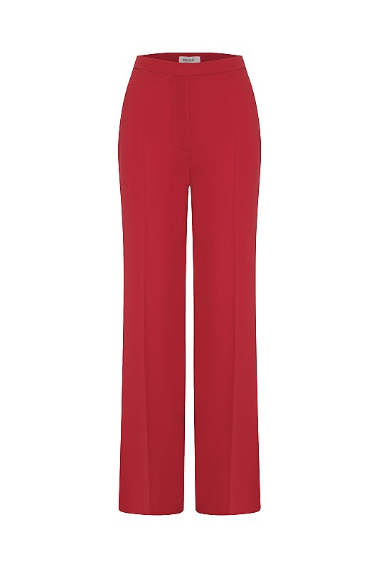 Geniş Paça Pantolon Kırmızı - 5