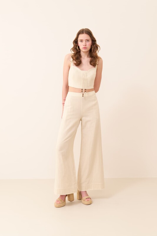Wide Leg Trousers Natural - Roman