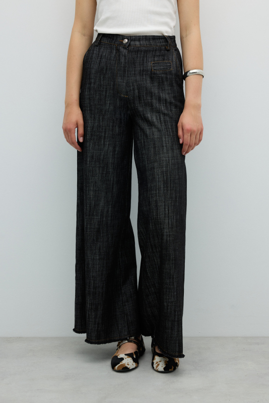 Geniş Paça Pantolon Siyah - 4