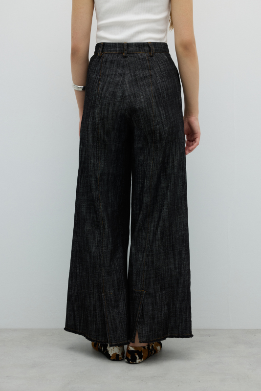 Geniş Paça Pantolon Siyah - 2