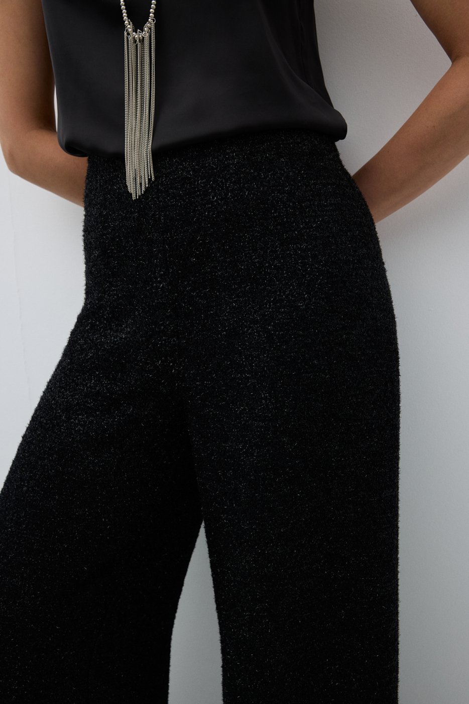 Geniş Paça Pantolon Siyah - 5