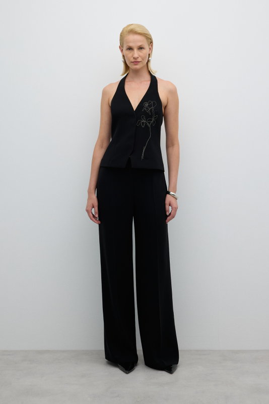 Geniş Paça Pantolon Siyah - 1