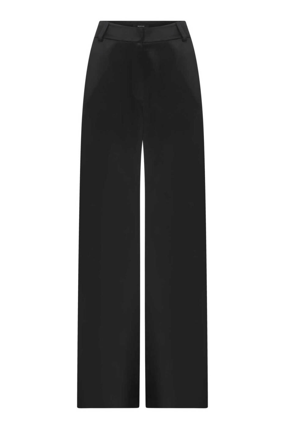  Geniş Paça Saten Kadın Pantolon Siyah - 5