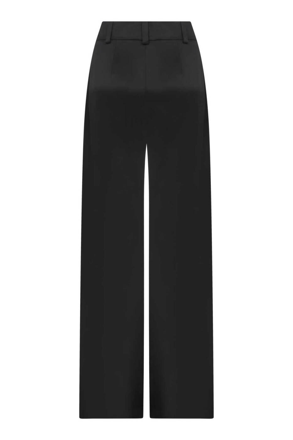  Geniş Paça Saten Kadın Pantolon Siyah - 4