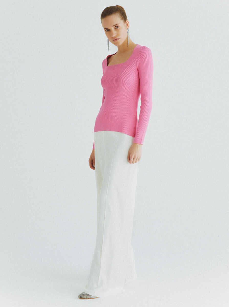  Geniş Yaka Triko Pembe - 3