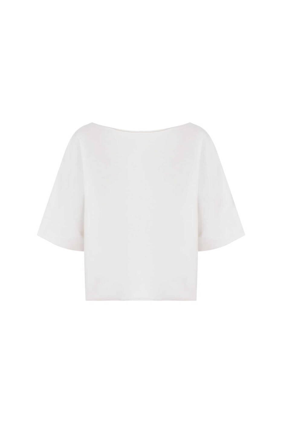  Geniş Yakalı Fafanto Yazı Baskılı Crop Sweatshirt Ekru - 5