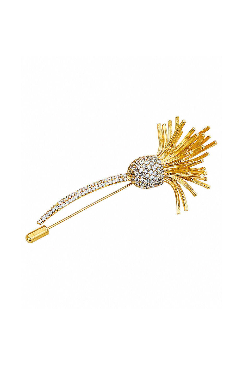 Çiçek Detaylı Broş Gold - 2