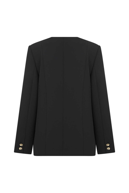 Gold Düğmeli Ceket Siyah - 5