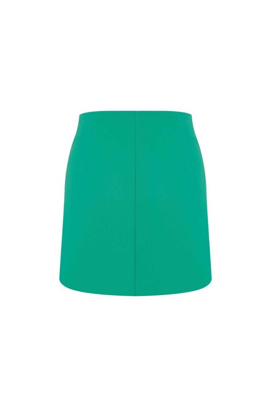 Gold Buttoned Mini Skirt Green - 5