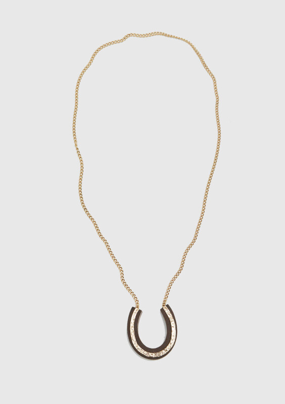 Gold Zincir Figürlü Kolye Kahve - 1