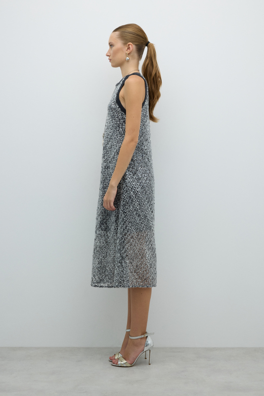 Halter Yaka Midi Boy Elbise Standart Renk - 3