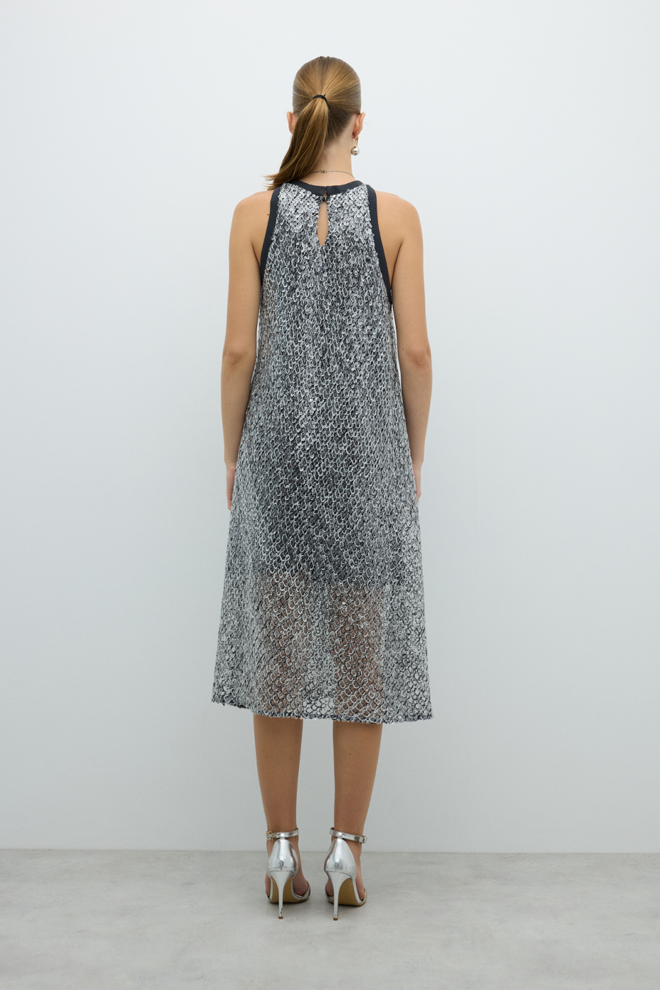 Halter Yaka Midi Boy Elbise Standart Renk - 2