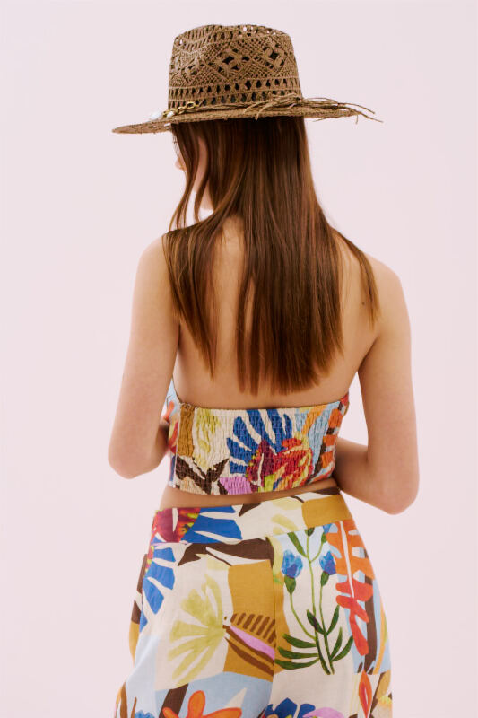 Halter Yaka Sırt Dekolteli Keten Büstiyer Standart Renk - 2