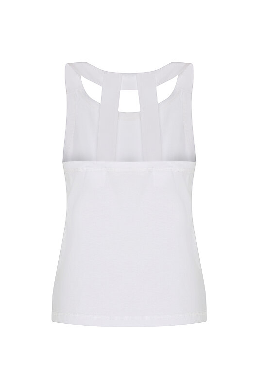Halter Yaka T-shirt Beyaz - 4