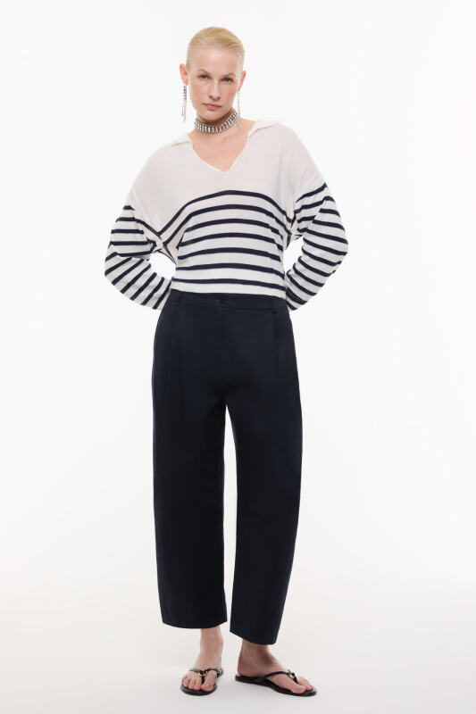 Havuç Paça Pantolon Lacivert - 1