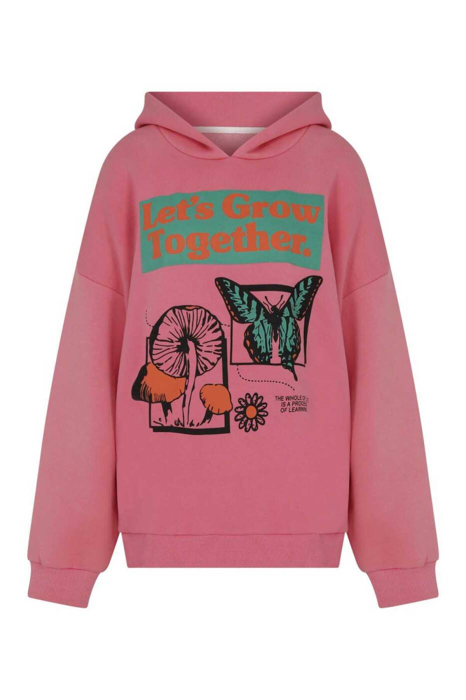  Hoodie Baskılı Kadın Sweatshirt Pembe - 4