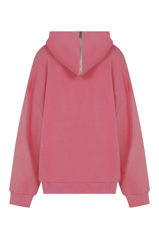 Hoodie Baskılı Kadın Sweatshirt Pembe - 5