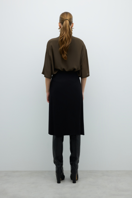 İçi Şort Detaylı Midi Boy Etek Siyah - 2