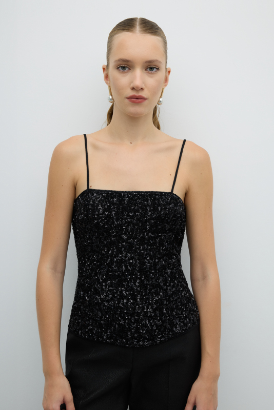 İnce Askılı Bluz Siyah - 3