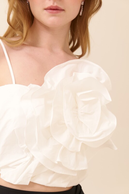 Thin Strap Taffeta Bustier White - 4