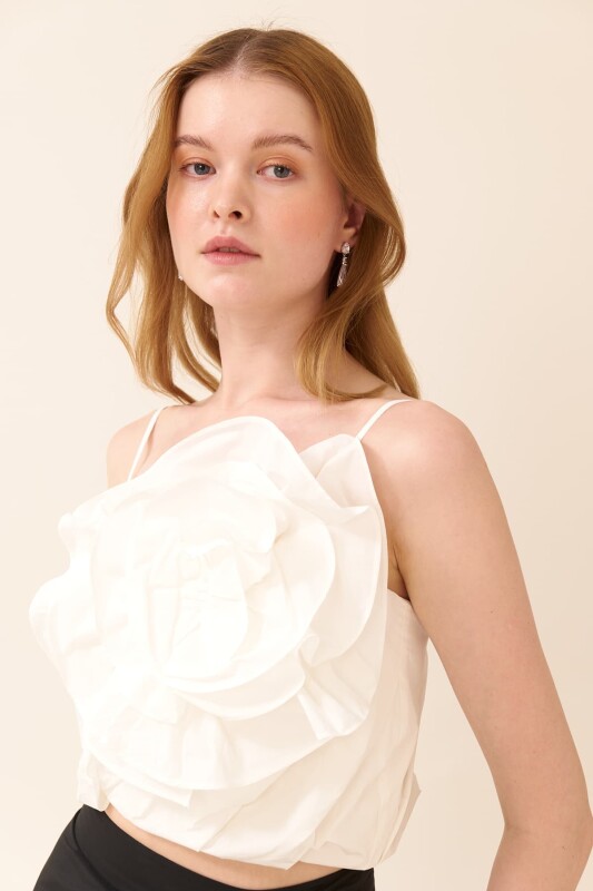 Thin Strap Taffeta Bustier White - 3